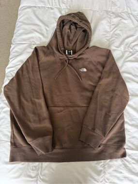 The North Face Brown Pullover Hoodie with Chest Logo